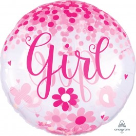 Μπαλόνι Foil "Confetti Balloon Baby Girl" 71εκ. - Κωδικός: 39317 - Anagram